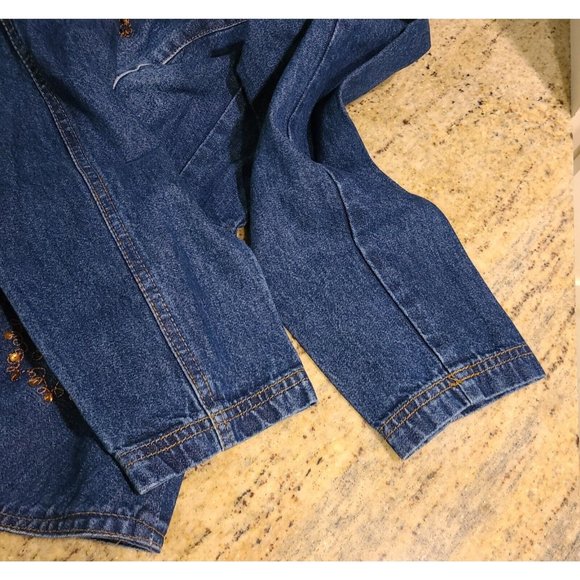 New! Vintage BEA Size 12P Jean Denim Shirt Blazer Gold Button Embroidered Sequin - Picture 10 of 12